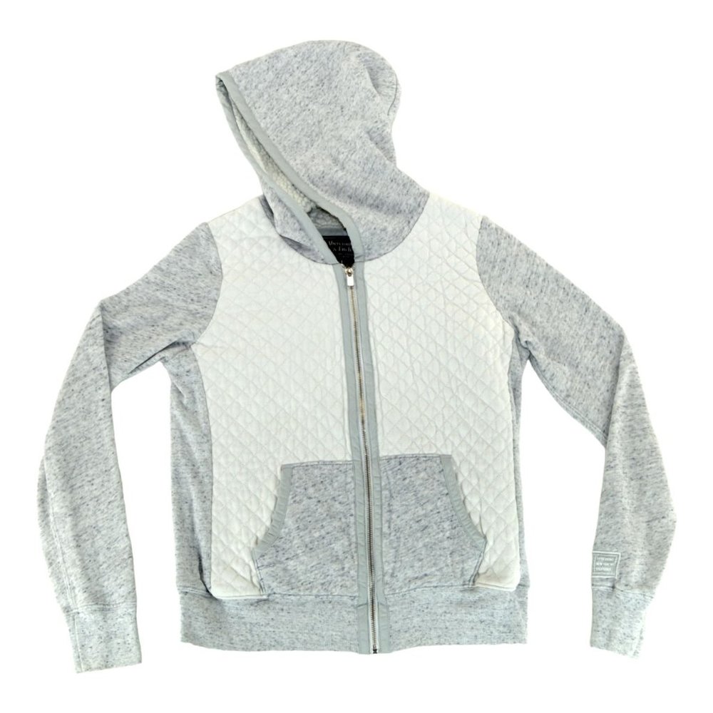Abercrombie & Fitch Gray White Fleece Zip Up Size Large